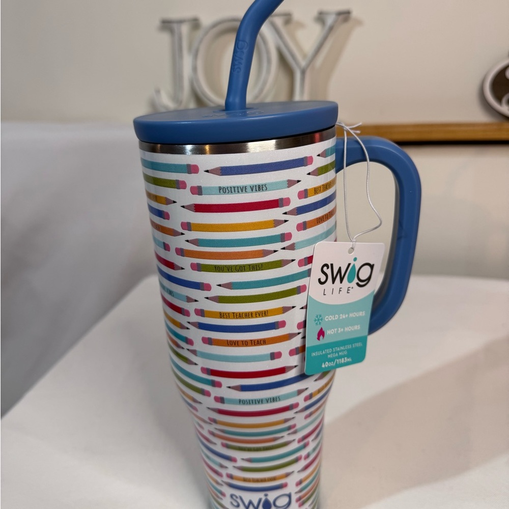 Swig Life Striped Insulated Mug with Straw for teachers!!!